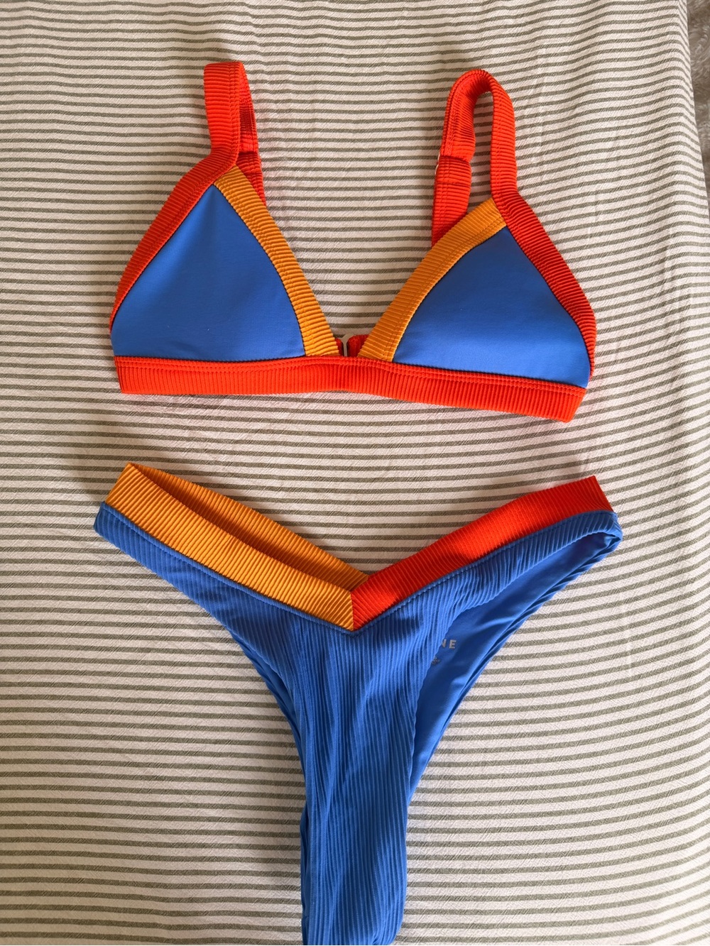 Blue, Orange & Red Triangle Bikini Set